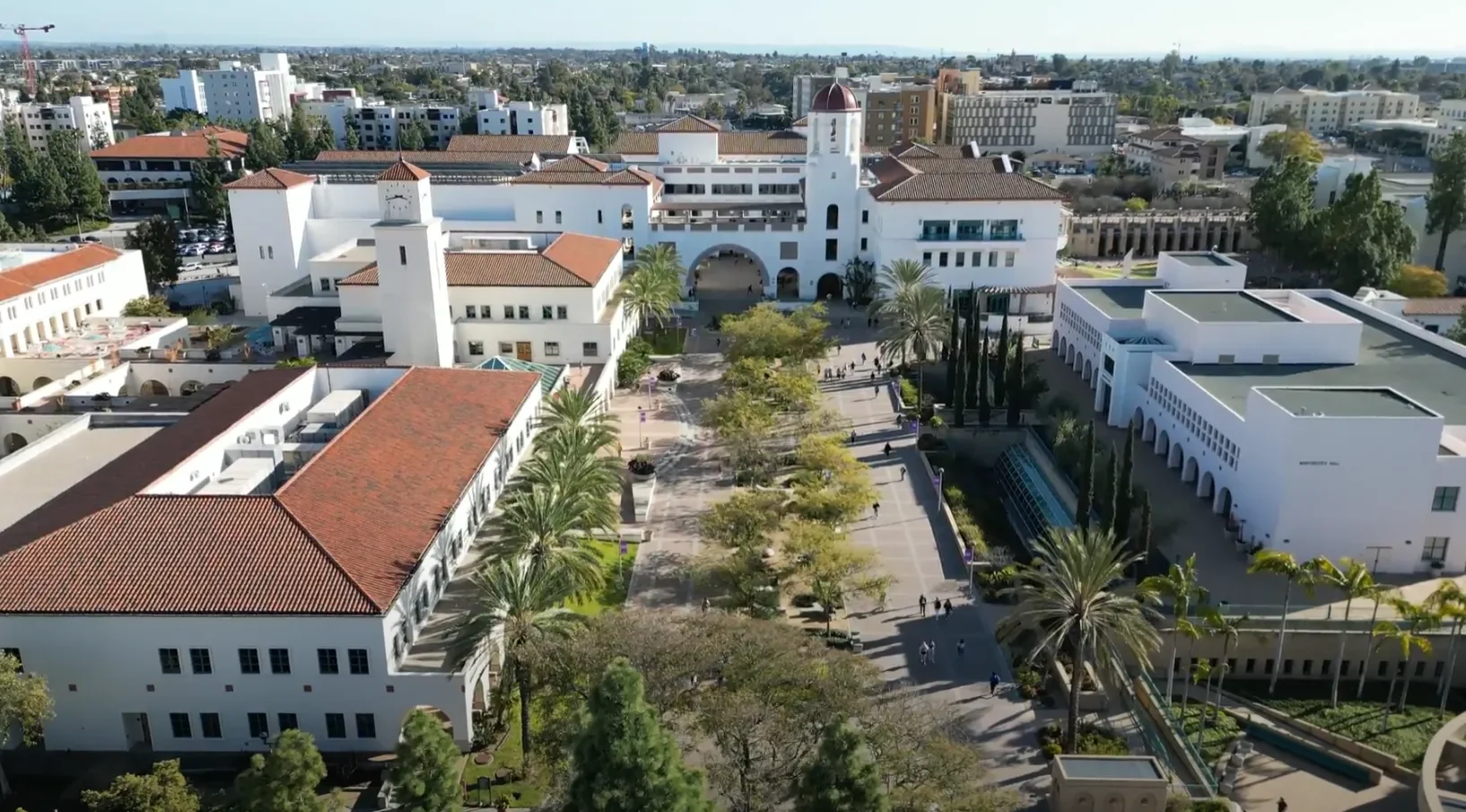 Aerial view of a San Diego college campus